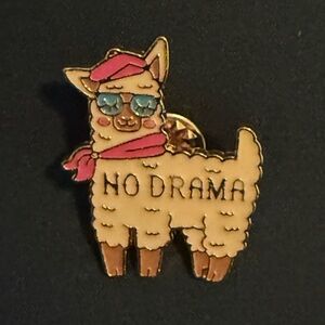 Women’s Accessories Cute No Drama Llama with Pink Hat and Scarf Enamel Pin